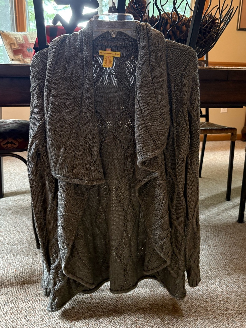 Catherine Malandrino Charcoal Draped Open-Front Cardigan